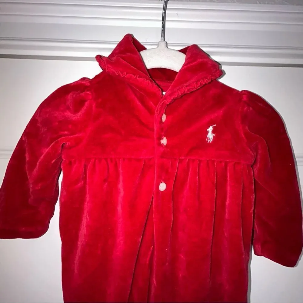 Ralph Lauren Velour One Piece Footed Sleep Wear